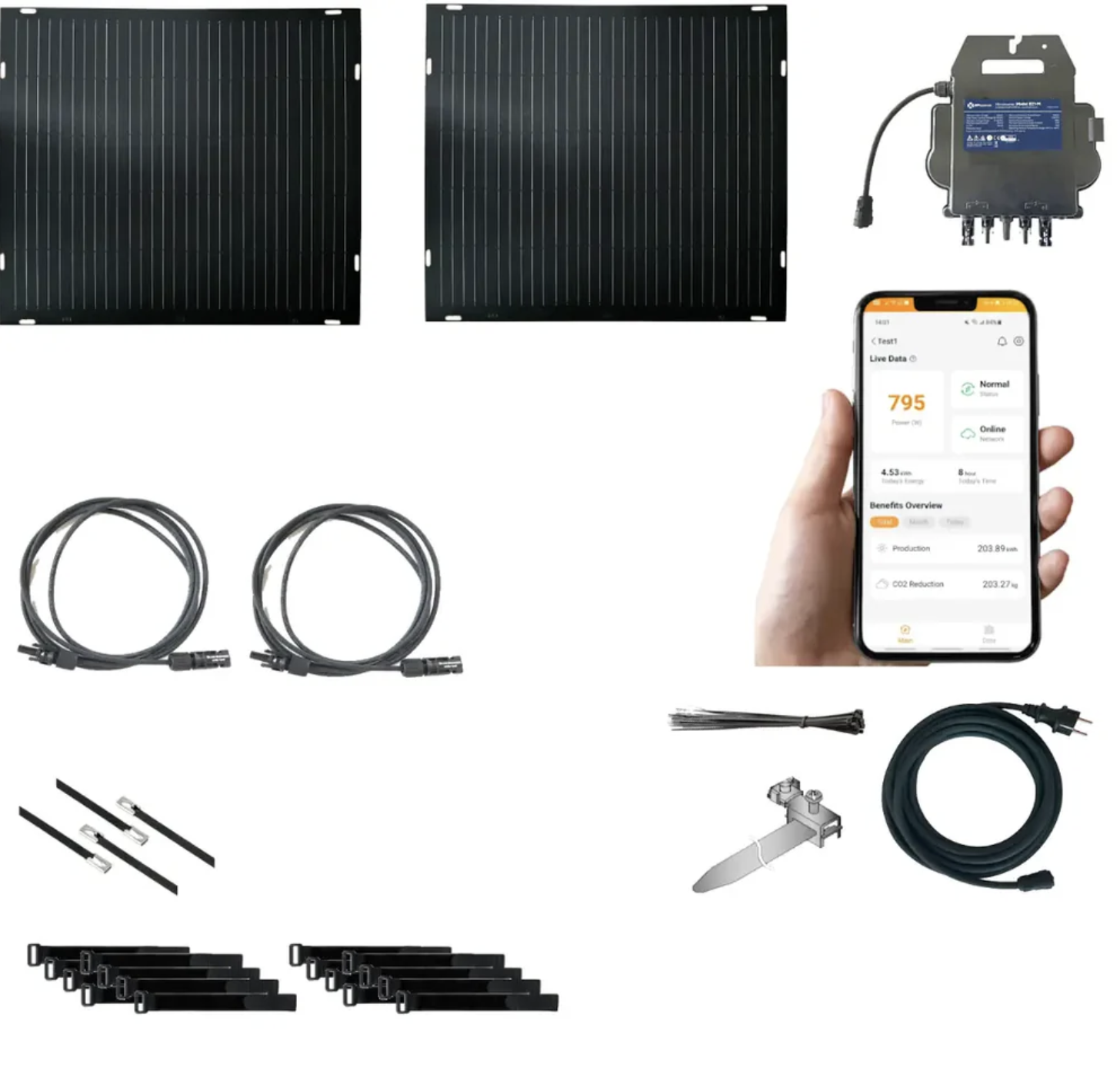 Photovoltaik Anbieter - Komplettset mit Wechselrichter, Kabel und Befestigungsmaterial - BalkonSolar Deutschland GmbH